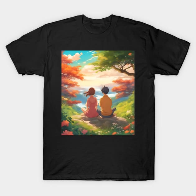 couple in anime style T-Shirt by purplecrowshub